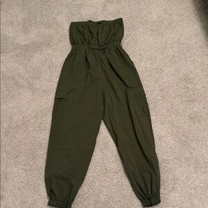 SHEIN Dark Green Strapless Jumpsuit